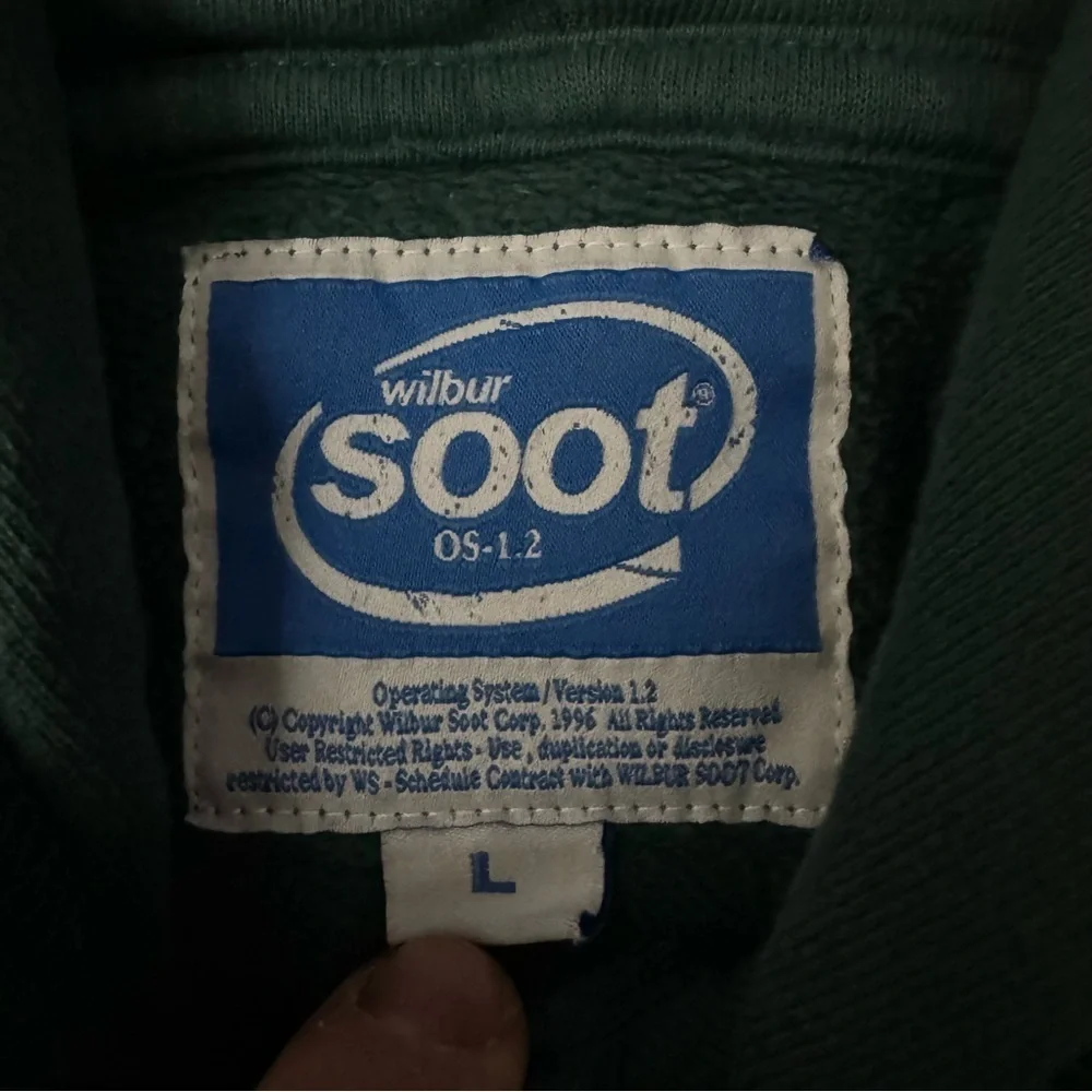 Vintage Wilbur Soot 1996 Operating System Green Fleece Lined Hoodie Size‎ Large - Picture 4 of 13